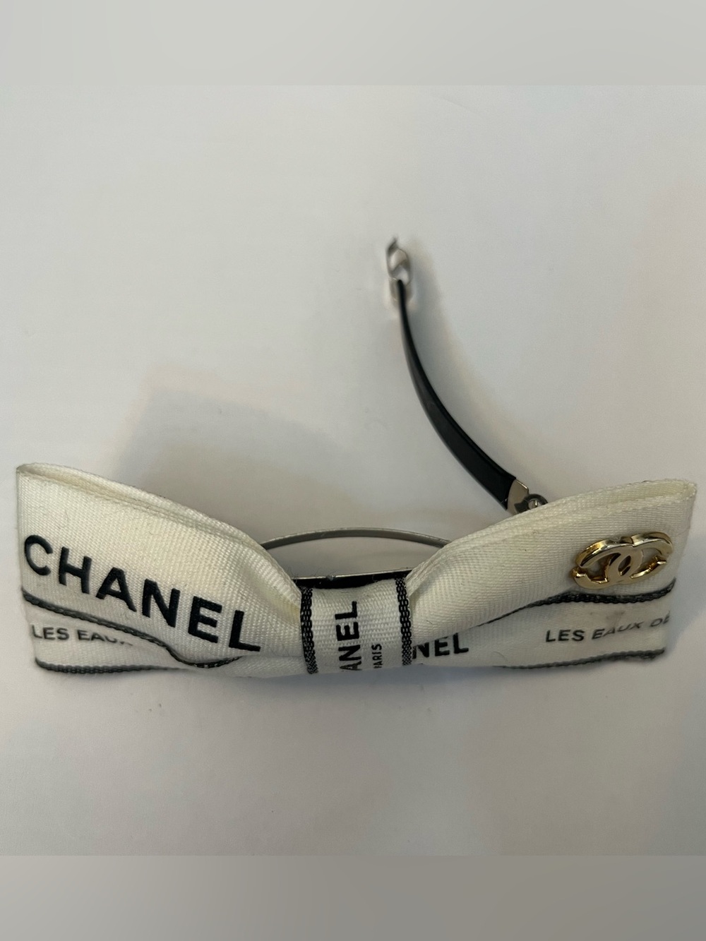 CHANEL White Ribbon with Black Logo 3 Yards - Picture 5 of 7